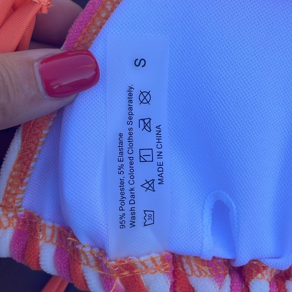 Striped Orange and White Bikini Set - Picture 3 of 3